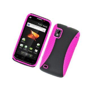 ZTE Warp N860 Hot Pink Black Hard Soft Gel Dual Layer Cover Case: Cell Phones & Accessories