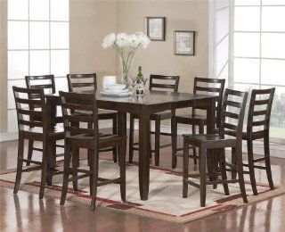 Fairwinds 7Pc Square Counter Height Dining Table Set Cappuccino Finish   Dining Room Furniture Sets