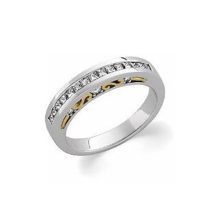 Diamond Anniversary Band in 14K White & Yellow Gold (1/2 ct tw) Rings Jewelry
