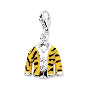 Amore Sterling CZ Enamel Tiger Jacket Theme Charm: Clasp Style Charms: Jewelry