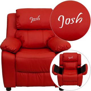 Flash Furniture Personalized Vinyl Kids Recliner with Storage Arms   Red   Kids Recliners
