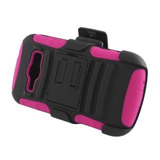 Black Pink Holster Hard Soft Gel Dual Layer Cover Case Stand for Samsung Galaxy Prevail 2 Boost Ring Virgin SPH M840: Cell Phones & Accessories