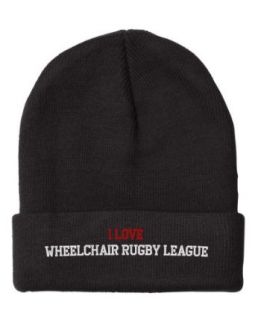 Fastasticdeal I Love Wheelchair Rugby League Embroidered Beanie Cap: Skull Caps: Clothing
