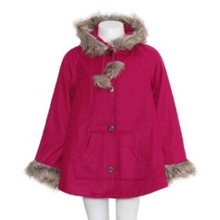 Fuchsia Girls Size 12/14 Fur Trim Hooded Snap Up Fall Winter Coat Jacket: No: Clothing