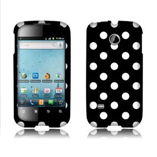 Polka Dots Hard Crystal Plastic Protector Snap On Cover Case For Huawei M865   White Black: Cell Phones & Accessories