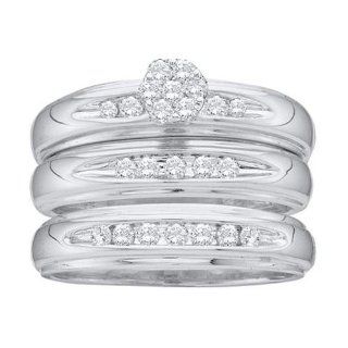 14K White Gold 0.33 TCW Diamond Flower Wedding Ring Sets Will Ship With Free Velvet Jewelry Gift Box Lagoom Jewelry