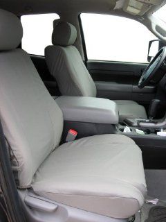 Exact Seat Covers, T967 X7, 2007 2011 Toyota Tundra and Sequoia Front Bucket Seats Custom Fit Seat Covers, Gray Automotive Twill Automotive