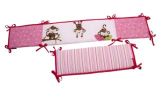 Little Bedding by NoJo 3 Little Monkey Girl Crib Bumper   Crib Bumpers