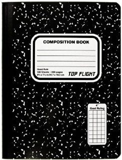 Top Flight Sewn Marble Composition Book, Black/White, Quad Rule, 4 Squares per Inch, 9.75 x 7.5 Inches, 100 Sheets (41320) : Composition Notebooks : Office Products