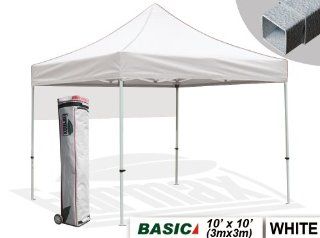 New Eurmax Basic 10x10 Gazebo Canopy Party tent Instant Outdoor Tent No Sidewalls+ Roller Bag+ Bonus Awning (White) : Family Tents : Patio, Lawn & Garden