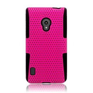 For Verizon LG LUCID 2 VS870 HYBRID Silicone Hard Net Mesh Case Black Pink: Everything Else