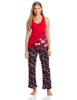 Hello Kitty Junior's Sweet Affection Red Black Bow Print Tank Pajama Set at  Womens Clothing store: Women Hello Kitty