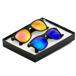 Flat Matte Reflective Revo Color Lens Large Wayfarers Style Sunglasses (With Free Microfiber Pouch) Clothing