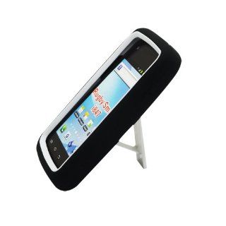 White Hard Soft Gel Dual Layer Stand Cover Case for Samsung Rugby Smart SGH I847: Cell Phones & Accessories