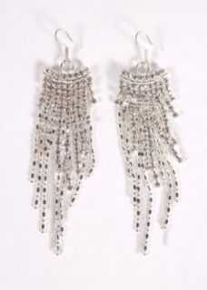 Belly Dancer Rhinestone Raining Earrings   Silver: Adult Sized Costumes: Clothing