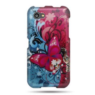 CoverON(TM) BLUE Hard Snap On Cover Case with PINK BUTTERFLY BLISS Design for HTC FIRST (AT&T) With PRY  Triangle Case Removal Tool [WCK386]: Cell Phones & Accessories