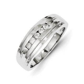 14k White Gold Channel Set Round Men's Ring. Carat Wt  0.25ct. Metal Wt  7.53g: Jewelry