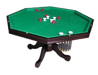 3 in 1 Game Table   Octagon 48" Bumper Pool, Poker & Dining in Mahogany By Berner Billiards: Sports & Outdoors