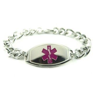 MyIDDr   Mens Stainless Steel Medical Alert Bracelet, Thick Curb Chain, Purple Symbol   Free ID Card My Identity Doctor Jewelry