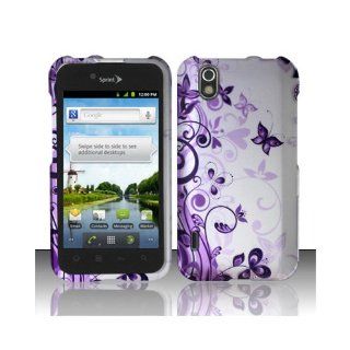 White Purple Butterfly Hard Cover Case for LG Ignite 855 Marquee LS855 Sprint LG855 Boost L85C NET10 Straight Talk Optimus Black P970 L85C Majestic US855 US Cellular: Cell Phones & Accessories