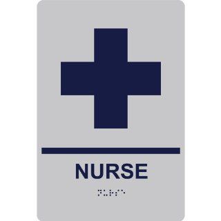 ADA Nurse Braille Sign RRE 880 MRNBLUonSLVR Wayfinding : Business And Store Signs : Office Products