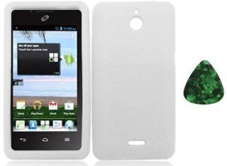 For Huawei Valiant Y301 / Huawei Ascend Plus H881c / Huawei Ace Silicone Jelly Skin Cover Case White + Free Green Stone Pry Tool: Cell Phones & Accessories