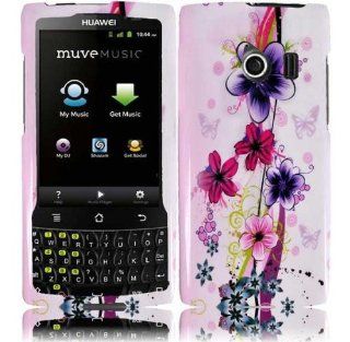 White Pink Purple Flower Hard Cover Case for Huawei Ascend Q M660: Cell Phones & Accessories