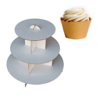 Dress My Cupcake DMC30885 Cardboard Cupcake Stand Kit with Mini Wrappers, Shiny Gold Kitchen & Dining