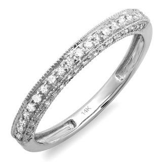 0.40 Carat (ctw) 14k White Gold Round Diamond Ladies Anniversary Wedding Band Enhancer Guard Ring: Jewelry