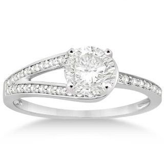 Pave Love Knot Pave Diamond Engagement Ring Palladium (0.20ct): Allurez: Jewelry