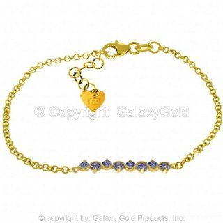 14k Yellow Gold Prong Set Tanzanite Bracelet: Link Bracelets: Jewelry