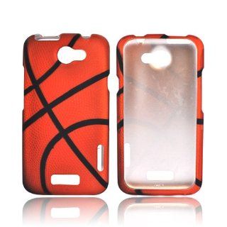 HTC One X Rubberized Hard Plastic Snap On Shell Case Cover   Orange/ Black Basketball: Cell Phones & Accessories