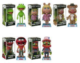 Funko MUPPETS 6" WACKY WOBBLER 5PC SET WITH KERMIT   FOZZIE   MISS PIGGY   ANIMAL & DR. TEETH Bobbleheads: Toys & Games