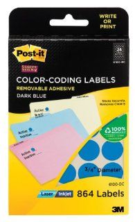 Post it Color Coding Labels, Laser/Inkjet, Dark Blue, 3/4 Inches, 36 Sheets per Pack, 864 Labels per Pack (6100 DC) 