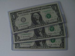 Fancy Serial number 888 Lot of 3 Sequential $1 Uncirculated Lucky Money Three One Dollar Bill Notes Fortune # 8 Eight 