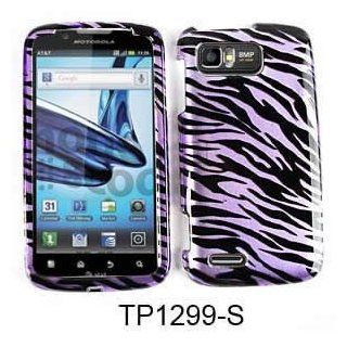 Snap on Cover for Motorola Atrix 2 MB865 Purple Zebra Cell Phones & Accessories