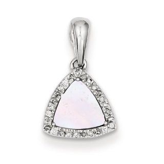 Sterling Silver Diamond & Mother of Pearl Triangle Pendant Other Jewelry