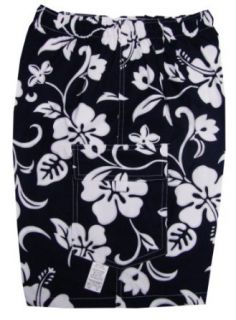 Classic Hibiscus Boy's Elastic Waist Flap Pocket Cargo Hawaiian Shorts: Clothing