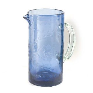 Rose Ann Hall Etched Mexican Pitcher   Dark Blue: Kitchen & Dining
