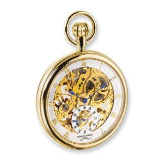 Ip plated Full Skeleton Dial Pocket Watch by Charles Hubert Paris Watches, Best Quality Free Gift Box Satisfaction Guaranteed: Watches