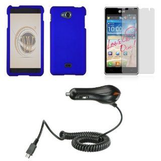 LG Spirit 4G MS870 (Metro PCS) Accessory Combo Kit   Blue Hard Shield Case + ATOM LED Keychain Light + Screen Protector + Micro USB Car Charger Cell Phones & Accessories
