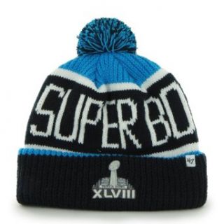 NFL 2014 SUPER BOWL XLVIII Logo Cuffed Knit Hat With Pom Pom by '47 Brand: Clothing