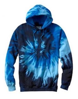 Tie Dye CD877 100% Cotton Tie Dyed Pullover Hood   BLUE OCEAN   S at  Mens Clothing store Fashion Hoodies
