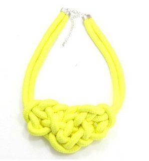 Hot Women Multicolor Handmade Knit Necklace Woven Neon Fluoresce Necklacent Color Cotton Rope(yellow): Jewelry