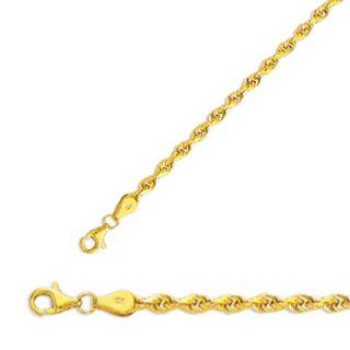 20" 10K Yellow Gold 3.5mm (1/7") Polished Solid Diamond Cut Royal Rope Chain w/ Pear Shape Clasp Jewelry