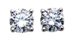 14k White Gold Round Diamond 4 Prong Stud Earrings (1/3ctw, SI1/2, H I) Jewelry