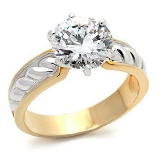 2.75 Carat Two Tone Clear Round Cut Cz Wedding, Promise Ring, Size 5,6,7,8,9,10,11 (5): Jewelry