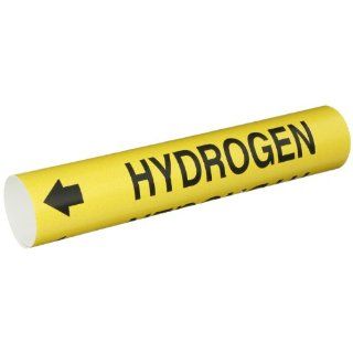 Brady 4086 C Brady Snap On Pipe Marker, B 915, Black On Yellow Coiled Printed Plastic Sheet, Legend "Hydrogen": Industrial Pipe Markers: Industrial & Scientific