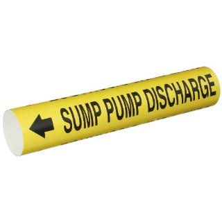Brady 4137 C Bradysnap On Pipe Marker, B 915, Black On Yellow Coiled Printed Plastic Sheet, Legend "Sump Pump Discharge": Industrial Pipe Markers: Industrial & Scientific