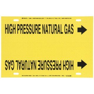 Brady 4194 F Brady Strap On Pipe Marker, B 915, Black On Yellow Printed Plastic Sheet, Legend "High Pressure Natural Gas" Industrial Pipe Markers